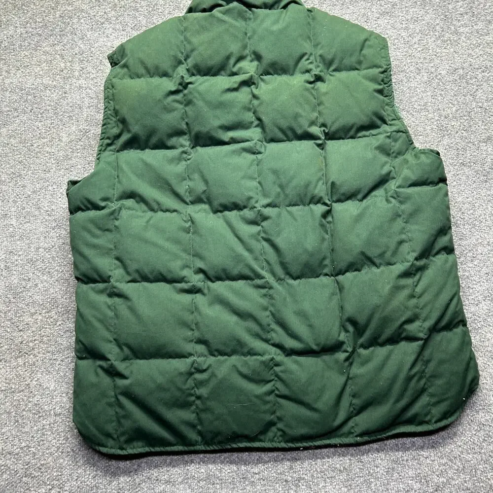Eddie Bauer Vintage Mens XL Goose Down Puffer Vest Quilted Snap Green Gorpcore